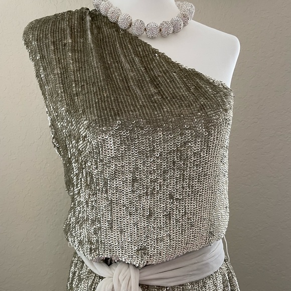 NWT Retrofete Ella Sequin Dress in Champagne Gold XS - Picture 6 of 10